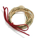 Wholesale set Rhinestone Beaded Stretch Bracelets Vegan Leather Bow Detail D
