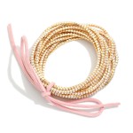Wholesale set Rhinestone Beaded Stretch Bracelets Vegan Leather Bow Detail D