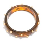 Wholesale resin Acetate Bangle Bracelet Gold Stud Accents D