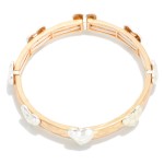 Wholesale metal Bangle Stretch Bracelet Heart Stations D