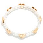 Wholesale metal Bangle Stretch Bracelet Heart Stations D