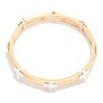 Wholesale metal Stretch Bangle Bracelet Cross Station D