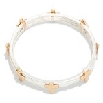 Wholesale metal Stretch Bangle Bracelet Cross Station D