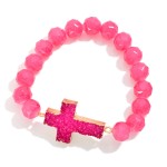 Wholesale glass Crystal Beaded Stretch Bracelet Crystal Cross Pendent D