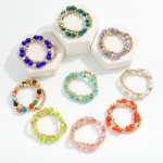 Wholesale set Two Beaded Stretch Bracelet Metal Tones Glass Beads D
