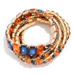 Wholesale set Five Linked Glass Crystal Rhinestones Stretch Bracelet D