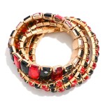 Wholesale set Five Linked Glass Crystal Rhinestones Stretch Bracelet D