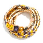 Wholesale set Five Linked Glass Crystal Rhinestones Stretch Bracelet D
