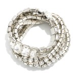Wholesale set Five Linked Glass Crystal Rhinestones Stretch Bracelet D