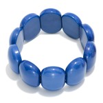 Wholesale flat Acetate Oval Beaded Stretch Bracelet D
