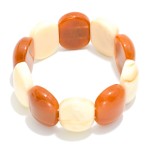 Wholesale flat Acetate Oval Beaded Stretch Bracelet D