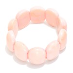 Wholesale flat Acetate Oval Beaded Stretch Bracelet D