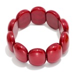 Wholesale flat Acetate Oval Beaded Stretch Bracelet D