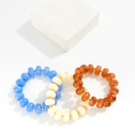 Wholesale chunky Faceted Acetate Disk Beaded Stretch Bracelet D