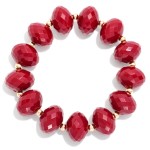 Faceted Beaded Stretch Bracelet Featuring Metal Tone Bead Stations 

- Approximately 3.25" D

