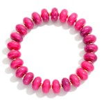 Wholesale marbled Acetate Disk Beaded Stretch Bracelet D
