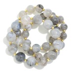 Wholesale set Three Chunky Marbled Acetate Bead Beaded Stretch Bracelets D