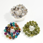 Wholesale set Three Chunky Marbled Acetate Bead Beaded Stretch Bracelets D