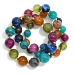 Wholesale set Three Chunky Marbled Acetate Bead Beaded Stretch Bracelets D