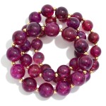 Set Of Three Chunky Marbled Acetate Bead Beaded Stretch Bracelets 

- Approximately 3.25" D