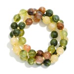 Wholesale set Three Marbled Acetate Bead Beaded Stretch Bracelets D