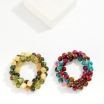 Wholesale set Three Marbled Acetate Bead Beaded Stretch Bracelets D