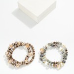 Wholesale set two Beaded Bracelets Pearls Glass Crystal Faceted Beads D