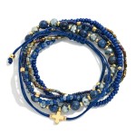 Wholesale set Six Stackable Bracelets Rope Plus Cross Bracelet Heishi Beads Face