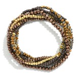 Set Of Six Beaded Stretch Bracelet Featuring Faceted Beads & Gold Tone Beads 

- Approximately 3.5" D 