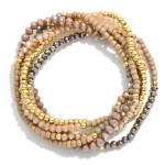 Set Of Six Beaded Stretch Bracelet Featuring Faceted Beads & Gold Tone Beads 

- Approximately 3.5" D 
