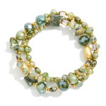 Wholesale set Three Beaded Bracelets Stone Metal Tones Faceted Beads D
