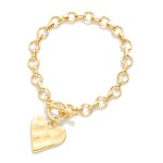 Wholesale metal Chain Link Bracelet Toggle Clasp Heart Charm D