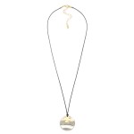 Wholesale vegan Leather Rope Necklace Metal Circular Pendants L Extender L