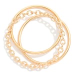 Wholesale set Three Metal Bangle Bracelet Chain Link D