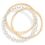 Wholesale set Three Metal Bangle Bracelet Chain Link D