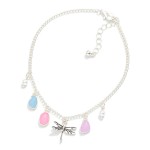 Wholesale chain Link Anklet Dragonfly Stone Pearl Charms D