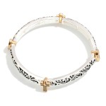 Wholesale metal Filigree Bangle Stretch Bracelet Cross Details D