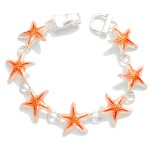 Wholesale linked Painted Metal Starfish Bracelet D
