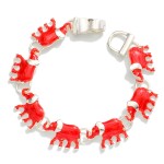 Linked Enamel Elephants Bracelet 

- Approximately 3.5" D