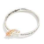 Wholesale serenity Prayer Engraved Metal Bangle Bracelet Fish Accents D