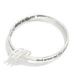 Wholesale serenity Prayer Engraved Metal Bangle Bracelet Fish Accents D