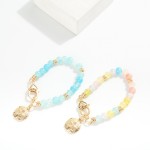 Wholesale cracked Bead Beaded Bracelet Metal Sand Dollar Charm D