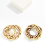 Wholesale set Five Beaded Stretch Bracelets Metal Tones Metallic Beads D