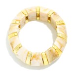 Wholesale marbled Acetate Metal Stretch Bangle Bracelet D