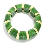 Wholesale marbled Acetate Metal Stretch Bangle Bracelet D