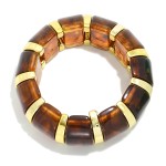 Wholesale marbled Acetate Metal Stretch Bangle Bracelet D