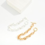 Wholesale matte Metal Chain Link Bracelet Toggle Clasp D