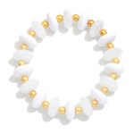 Wholesale candy Stone Beaded Stretch Bracelet Gold Ball Stations D