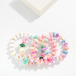 Wholesale candy Stone Beaded Stretch Bracelet Gold Ball Stations D