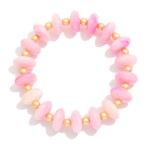 Wholesale candy Stone Beaded Stretch Bracelet Gold Ball Stations D